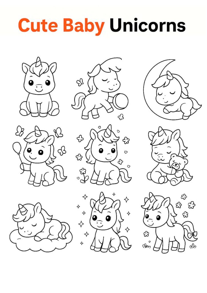 Cute Baby Unicorns (Toddlers & Preschoolers)