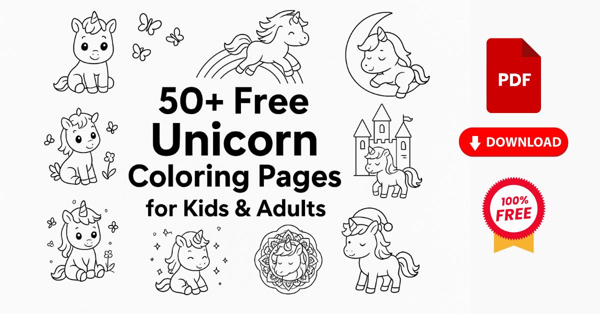 50+ Free Printable Unicorn Coloring Pages